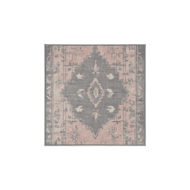 Silk and Cotton Abstract Indoor Rug, Square 4'