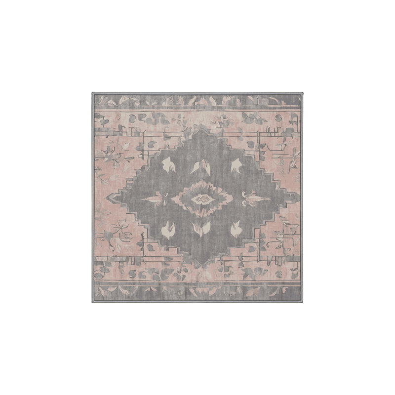 Tapis gris soyeux et moelleux, Carré 4 pi
