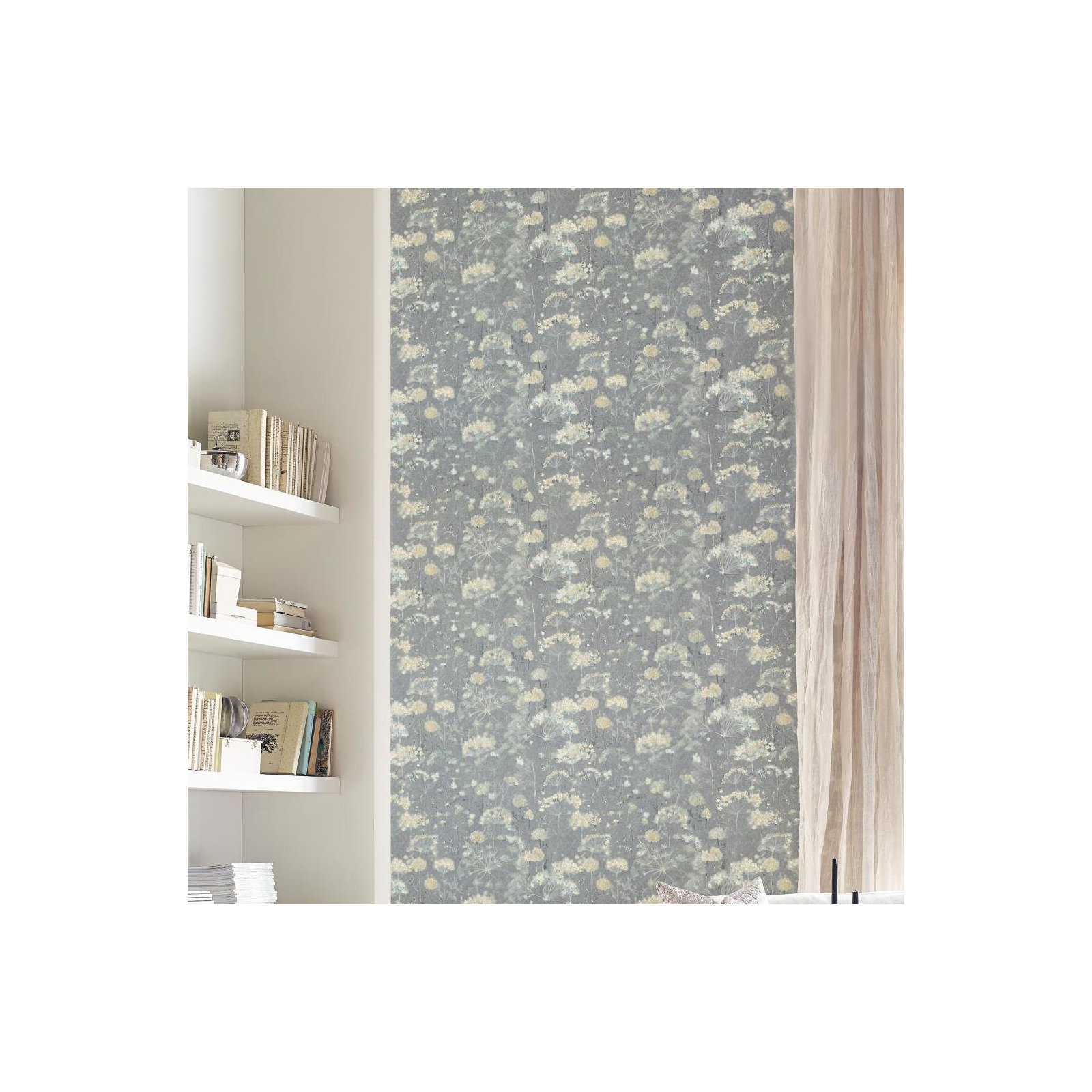 Floral Wallpaper, Gray