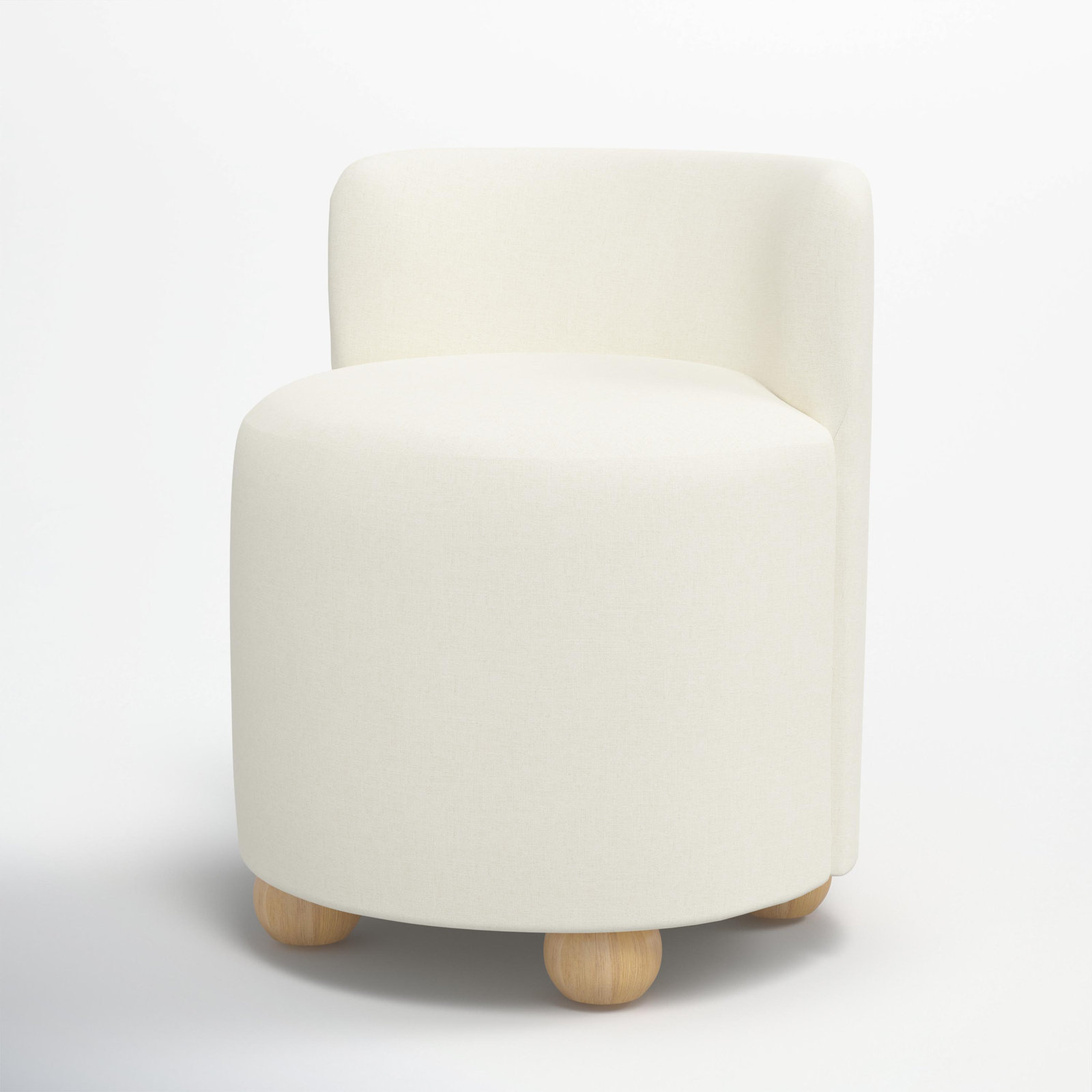 Bee Vanity Stool, Zuma White Textured Linen