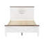 Lit plateforme double en bois rustique pleine grandeur avec porte de grange coulissante double et option de chargement, blanc et brun, tête et station à lattes, taille, support à lattes-1541039698