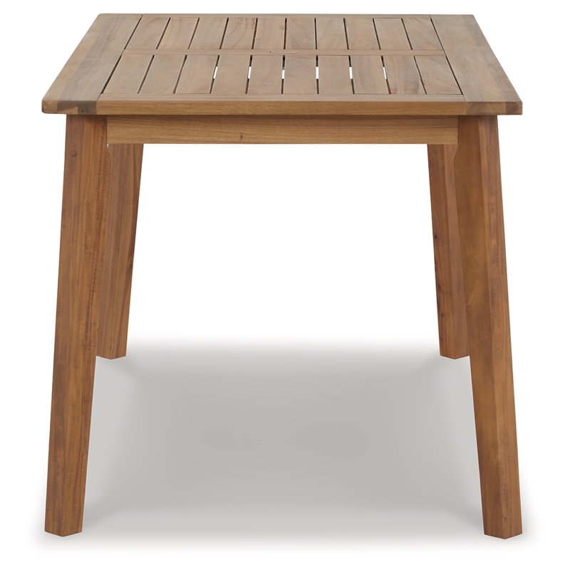 Light Brown Solid Acacia Wood Rectangular Outdoor Dining Table