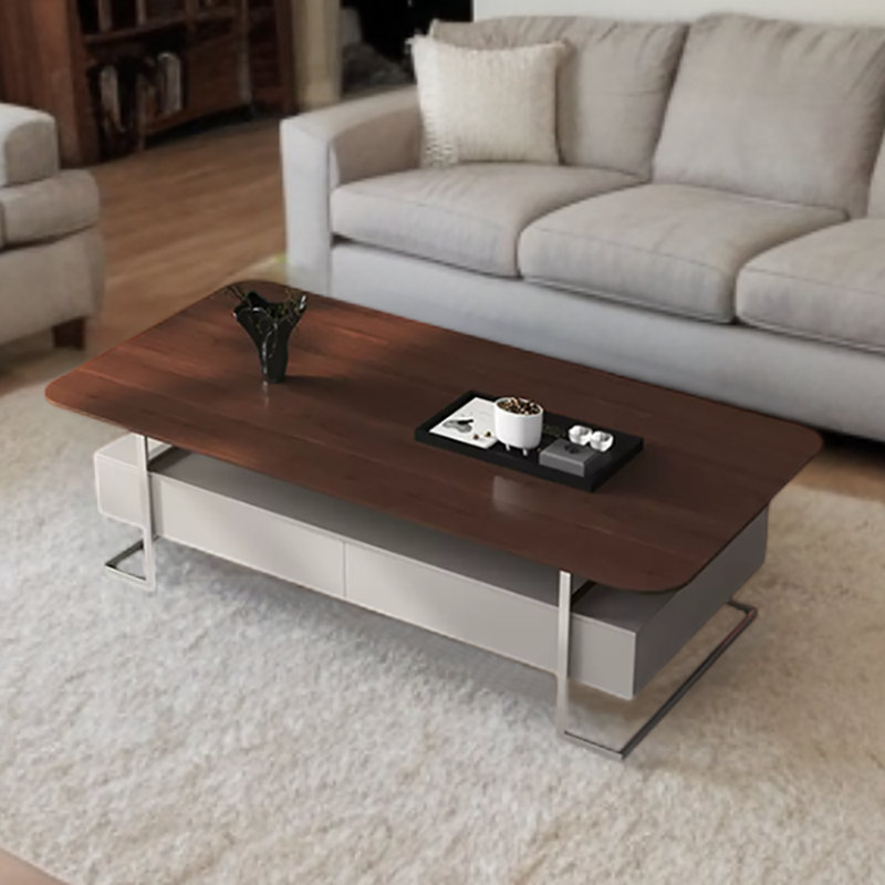 Table basse à double caisson avec rangement, Blanc