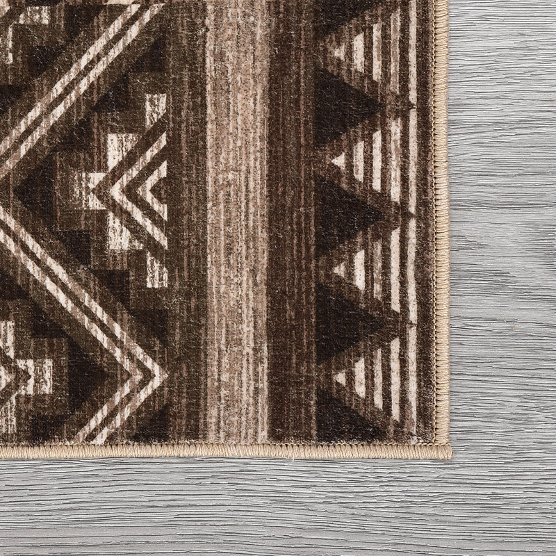 Geometric Machine Washable Rug for Living Room Bedroom Striped Non-Slip Low Pile Rubber Backing Area Rug for Playroom Office Kitchen Dining Room Dorm and Bedside Decor