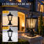 Lampadaire solaire d'extérieur avec base à fixation sur pilier, imperméable avec verre à motif Dusk to Dawn
