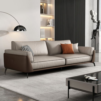 Khaki Genuine Leather Standard Sofa