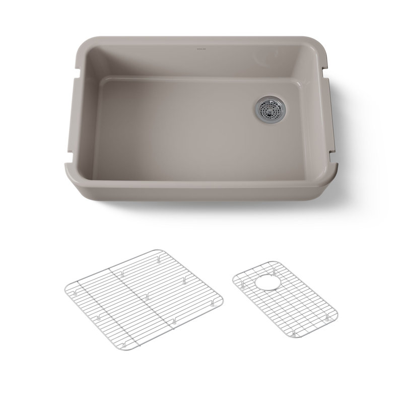 Évier de cuisine en fonte à simple cuve avec tablier frontal en fer 34 "Ironridge, Truffe