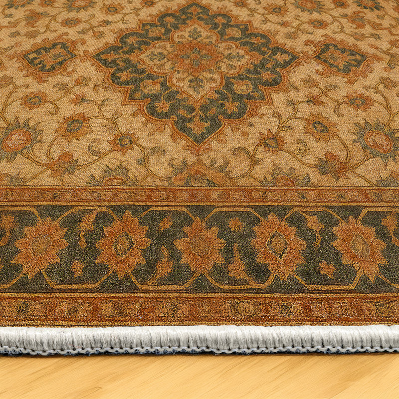 Marrakech Collection Digital Print Cotton-Polyester Brick Brown Moroccan Rug, Runner 3'4" x 8'3"