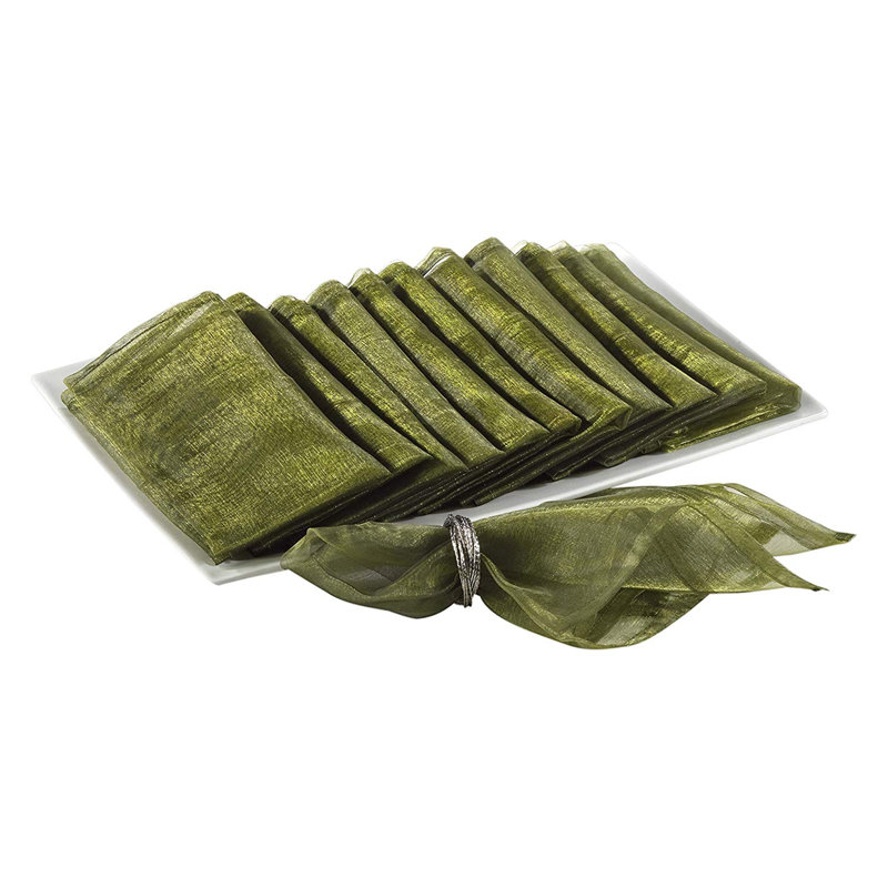 Ensemble de 12 serviettes de table Elegant Sheer Organza, Vert