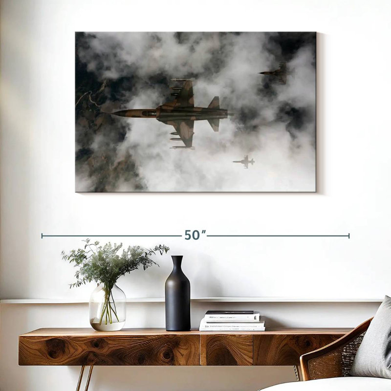 Mait Cloudy Fighter Jets, 26" H x 39" W