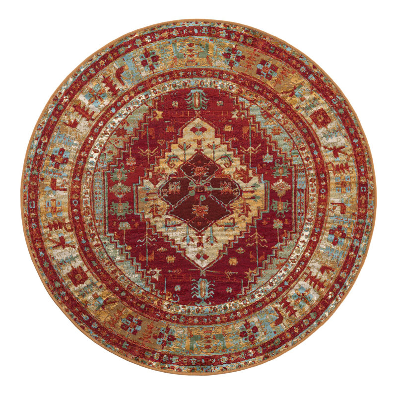 Indoor/Outdoor Traditional Area Rug, Round 4'1"