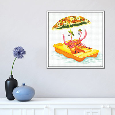 Flamingos Pedal Boat 1 Piece Painting on Canvas