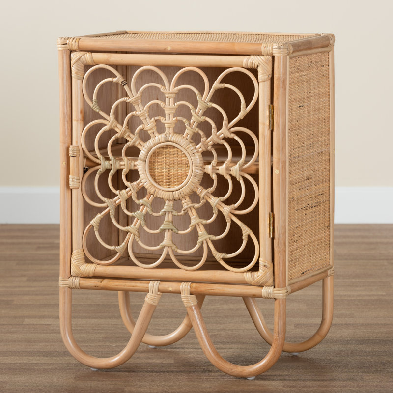 Berenika Acelin Modern Bohemian Rattan Nightstand