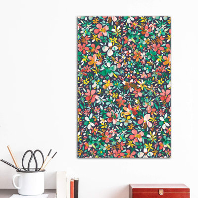 Colorful Flowers Petals Green by Ninola Design - Painting
