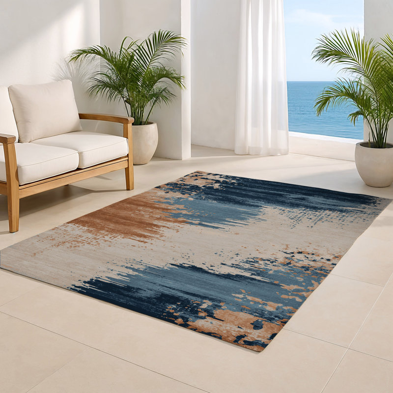 Tapis intérieur et extérieur gris Watercolor, Rectangulaire 2 pi x 3 pi