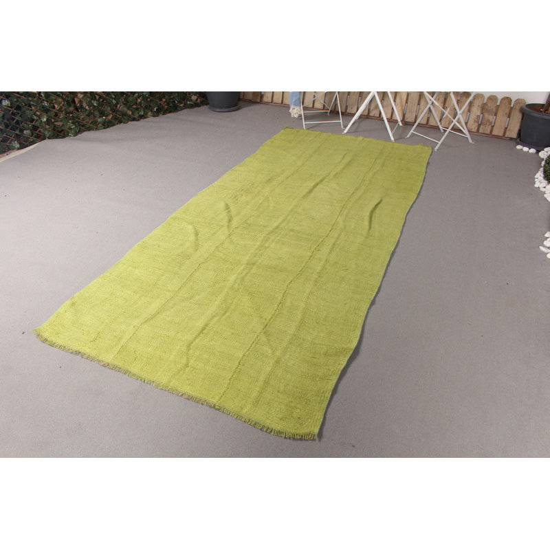 Tapis turc vintage touffeté à la main en patchwork oriental vert antique pour l'extérieur et la salle à manger