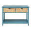 Console rectangulaire bleu sarcelle avec tiroirs et tablettes - Idéale pour les salons.