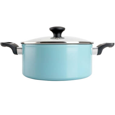 Martha Stewart Living 5 qt. Blue Round Enamel Cast Iron Dutch Oven