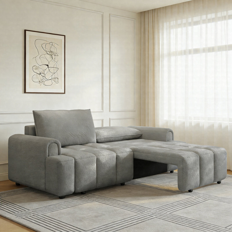 Canapé 90,2 po à 4 places avec rangement en tissu et canapé convertible 3 en 1 90,2 po, Gris clair