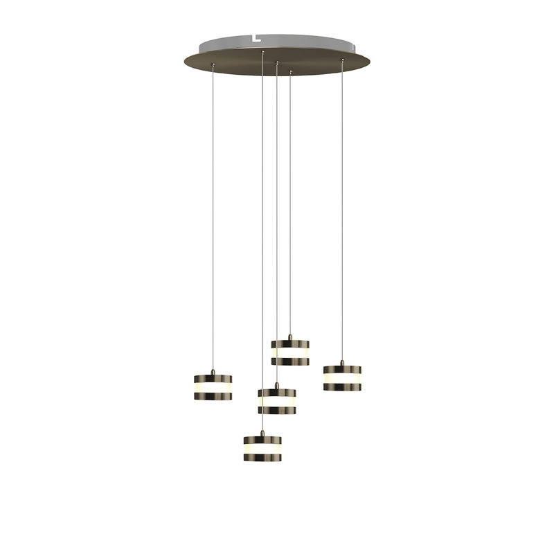 Karter 5-Light LED Cluster Drum Pendant, Laiton brossé