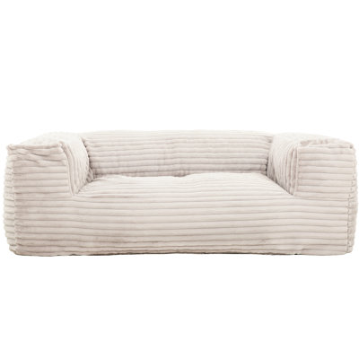 Beige - Inspired Memory Foam Bean Bag , 71 Inch Length, Soft Seating And Square Arm Style For Comfort Tight Back
