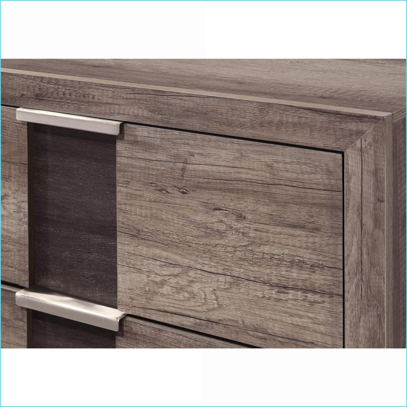 Table de chevet contemporaine brun rustique à 2 tiroirs - Mobilier de chambre en bois