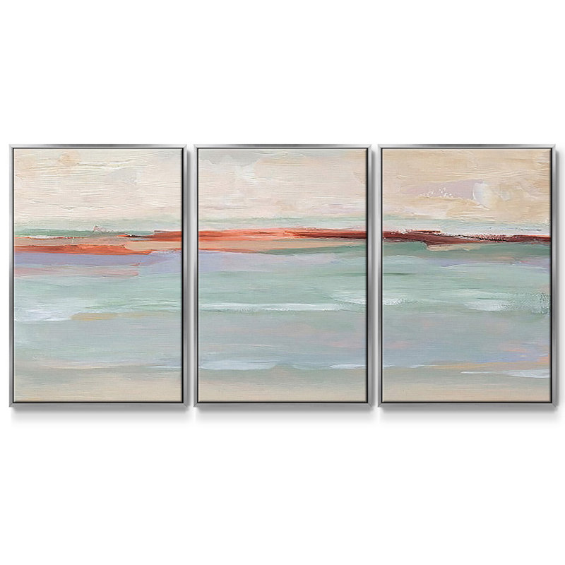 Sienna Horizon I - 3 pièces, reproduction sur toile, H 36 po x l 75 po x P 2 po, Argent