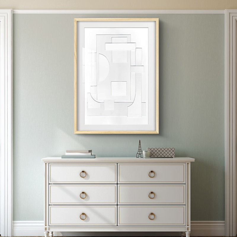 Blanc géométrique II - impression encadrée, Naturel, H 28,5 po x l 20,5 po