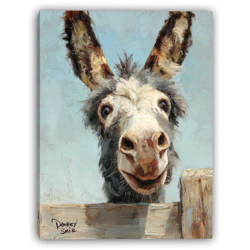 «Donkey Smile», art mural sur toile tendue, H 36 po x l 24 po