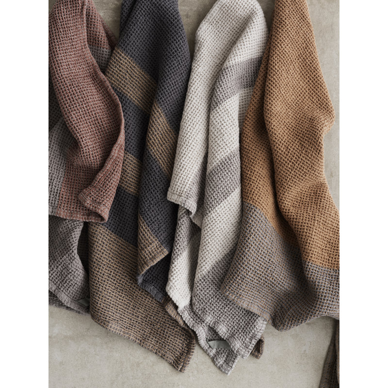 Gano Organic Cotton 2 Piece Tea Towel Set, Steel Gray/Tan