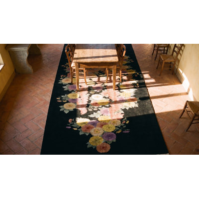 Tapis de couloir noir antique Antique Art Deco