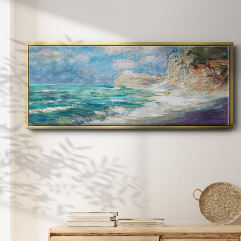 La côte au port d'Amont, mer agitée, 1886 - Toile encadrée, H 12 po x l 30 po