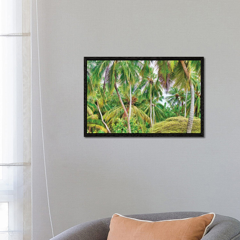 Palm Paradise 1 Piece Wall Art on Canvas, 45.72cm H x 66.04cm W x 3.81cm D, Black Floater Framed