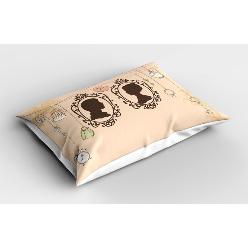Ambesonne Pale Pink Pillow Sham 2 Pack Married Couple Retro 26"x20" Pale Pink Dark Brown, 20"H x 30"W
