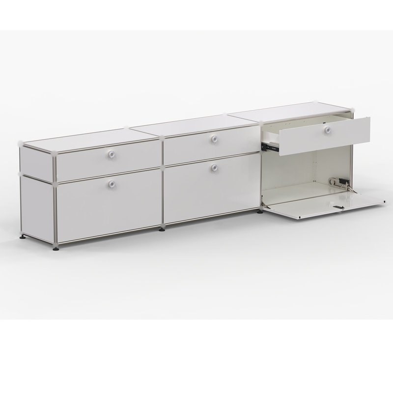Rangement avec table de chevet et tiroir, Blanc