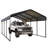 12 X 20ft Galvanized Steel Carport Heavy Duty with Sidewall- All-Weather Shelter for Cars, Trucks, RV, Snow & UV Protection