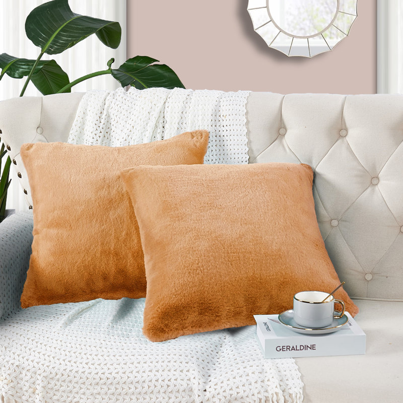 Faux Fur Pillow Cover, Burnt Orange