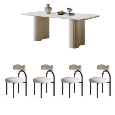Table de salle à manger rectangulaire de style français crème