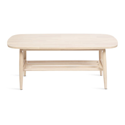Nilas Tiered Slatted Wood Rectangle Coffee Table with Storage
