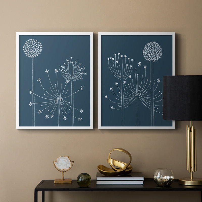 Impression graphique Alliums I-Premium - prête à être accrochée - aucun clou requis - aucun clou requis, Blanc
