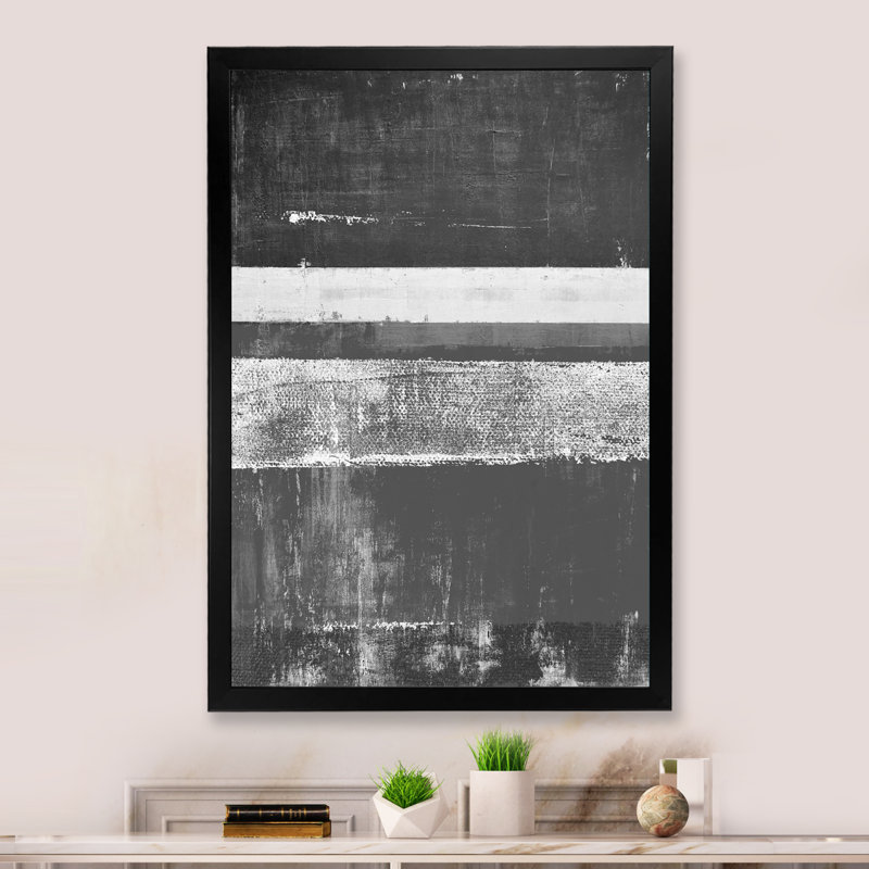 Art moderne gris et bleu II 2FL47767, Cadre noir, H 20 po x l 12 po x P 1 po