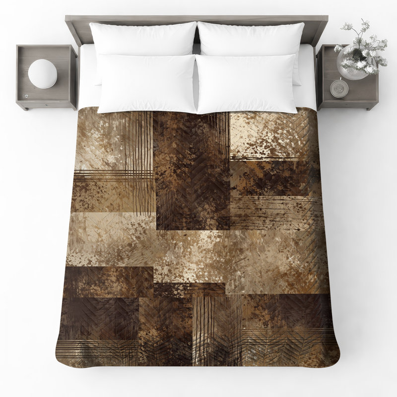 Abstract Earth Tones Quilted Bedspread All Sizes, King