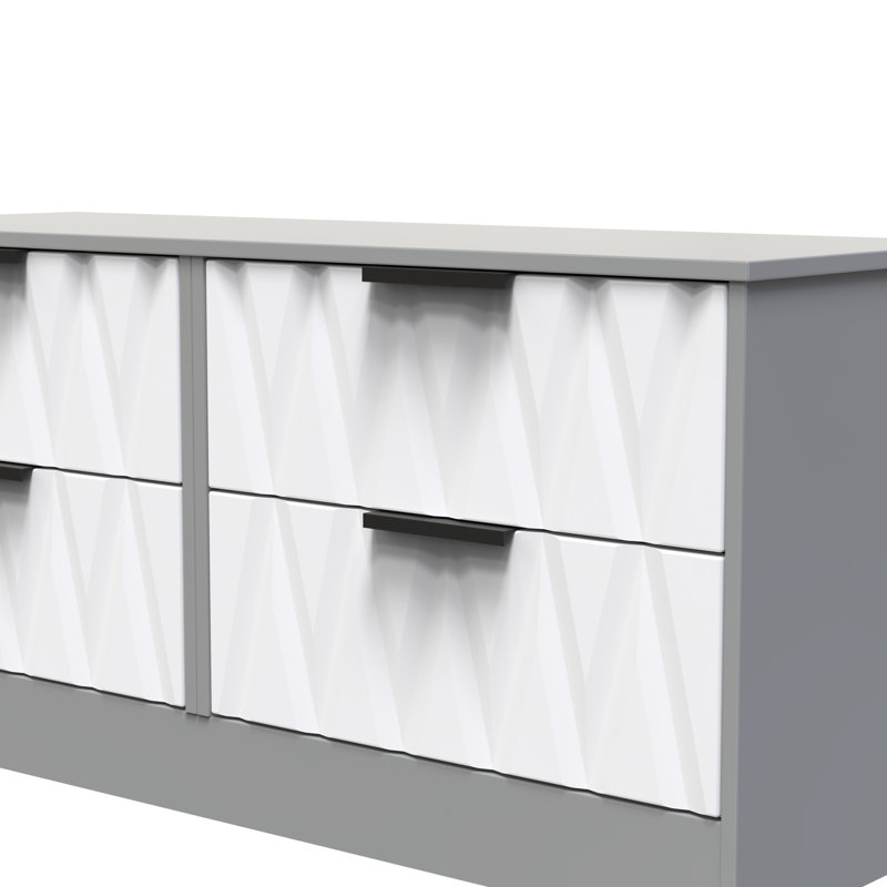 Besmir 4 Drawer Bed Box (Ready Assembled), White Matt/Dusk Grey