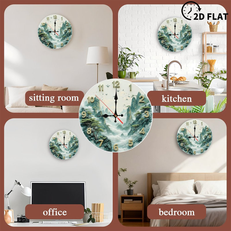 Mountain Landscape Wall Clock Artistic Home Decor