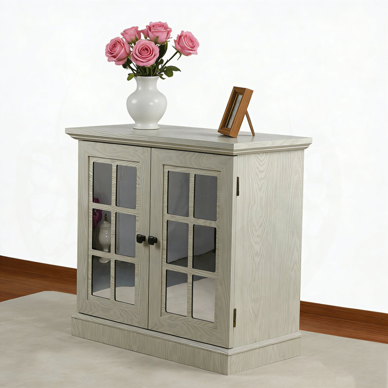 Buffet de rangement avec portes en miroir et tablette réglable pour une utilisation dans plusieurs pièces