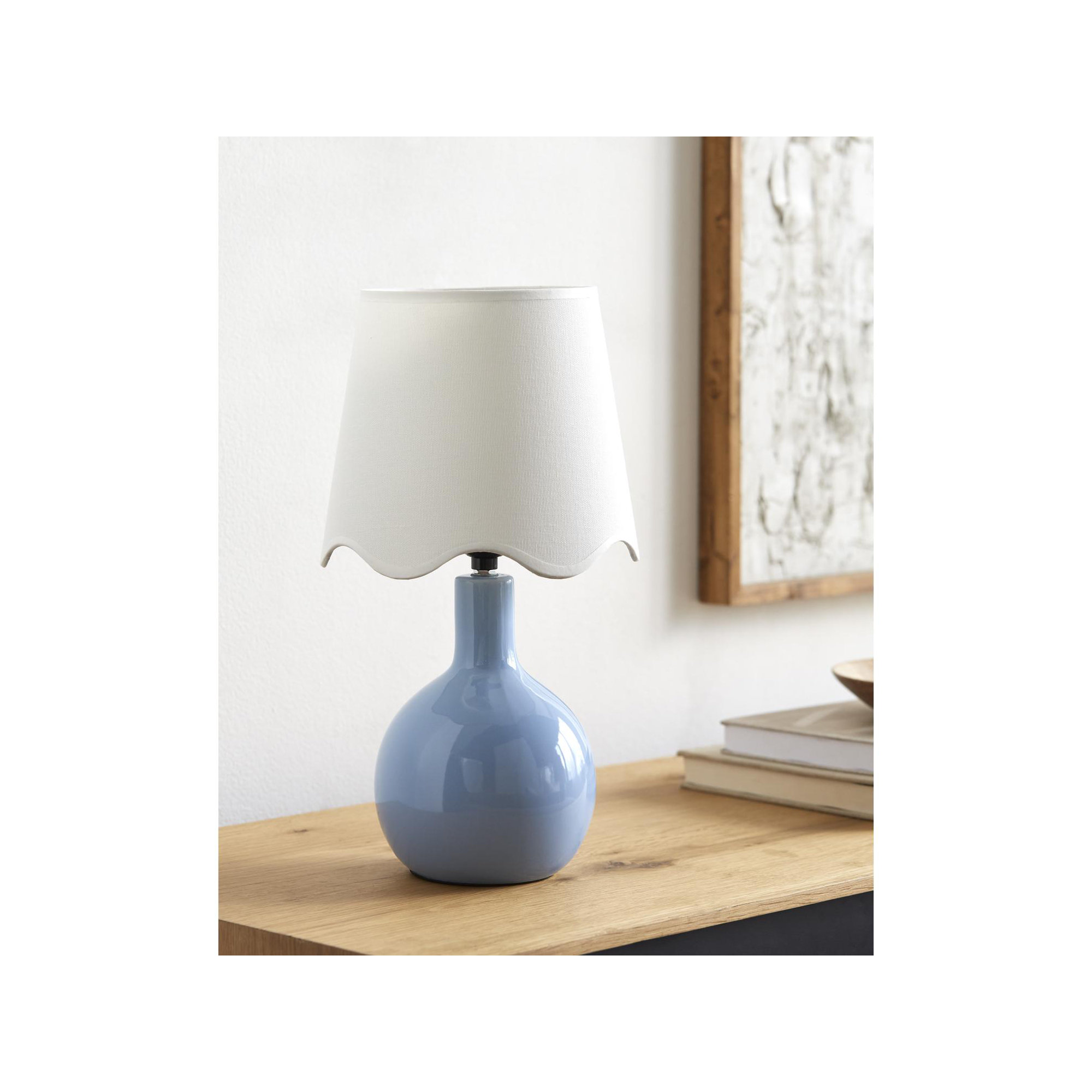 Maura Accent Table Lamp, Blue, 15"H x 9"W x 9"D, White