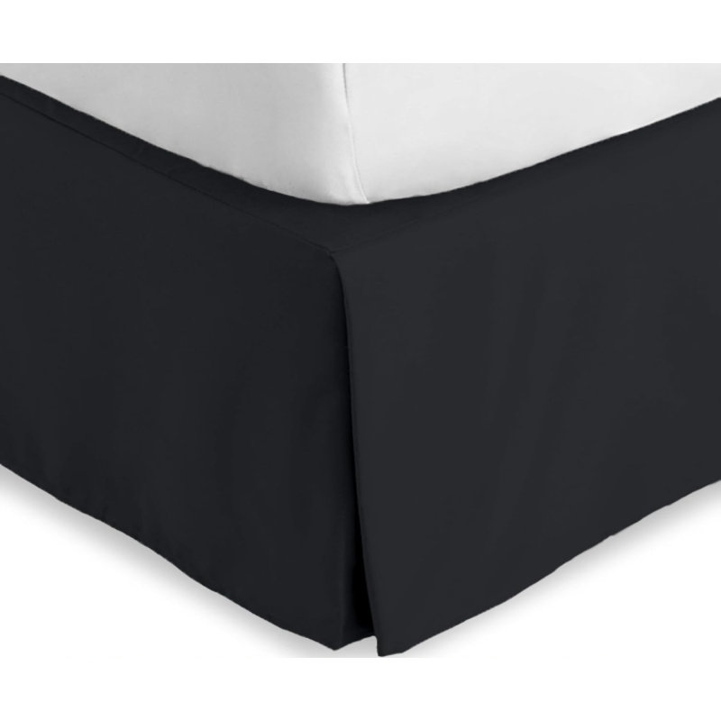 Jupe de lit en microfibre ultra-douce 1800 g/m², retombée de 38 cm, volant anti-poussière pour chambre à coucher - King - Noir