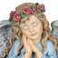 Statue de jardin petite fille ange avec guirlande de fleurs DEL Exhart