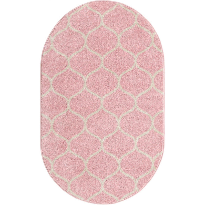 Llanet Geometric Area Rug, Oval 3'1" x 5'3", Pink