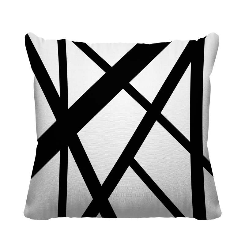 Coussin intérieur / extérieur Shelly Lines, L 15 po x H 15 po, Noir